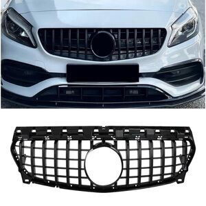 GT Style Front Grille for Mercedes CLA W117 2016–2019 Glossy Black ABS NEW